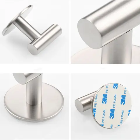 304 블랙 로브 후크, 자체 접착 벽 후크, 다목적 욕실 수건 의류 핸드백 키 행거 후크, 가정용 보관 후크