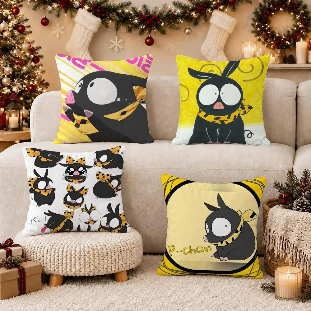 Anime R-Ranma P-Chan Ryoga Cushion Cover Soft Short Plush Pillow Case Cushion Cover for Living Room Sofa Decor