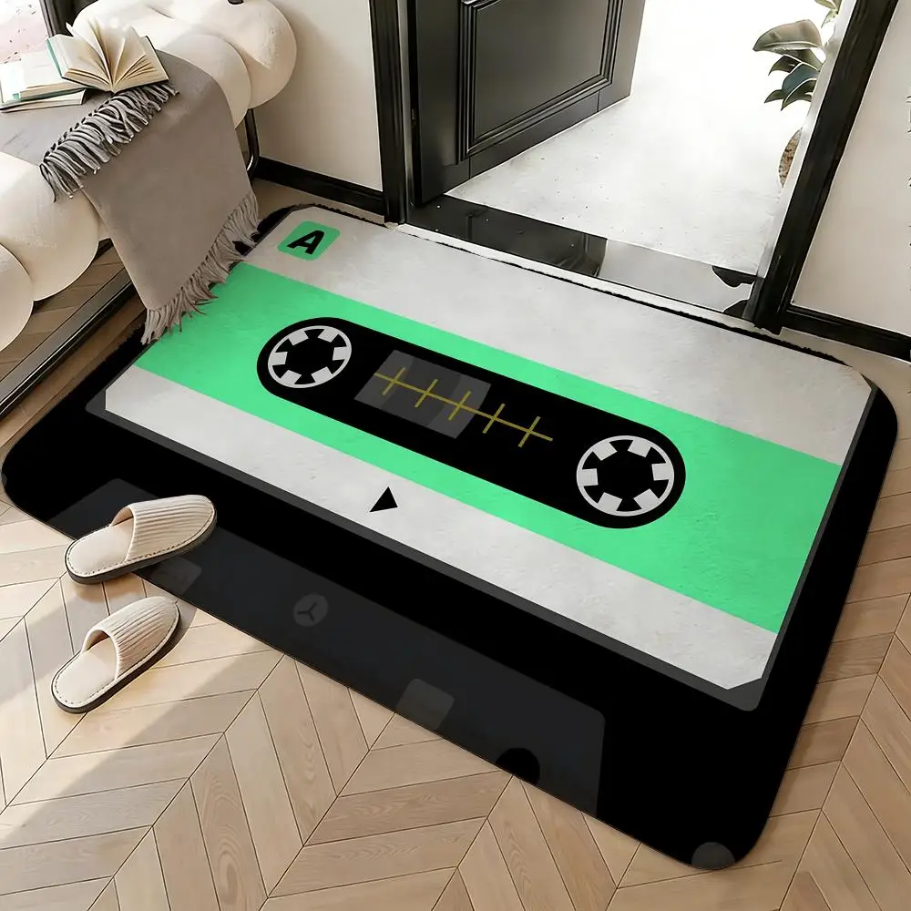 Soft Absorbent Non-Slip Rug Art Vintage Cassette Tape Floor Mat Home Decor Doormat Bedroom Floor Mat Shower Carpet