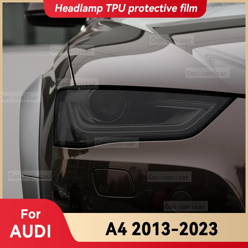 

Для AUDI A4 B8 B9 2013-2023 Автомобильная фара, дымчатое черное искусственное оформление, меняющий цвет стикер, аксессуары