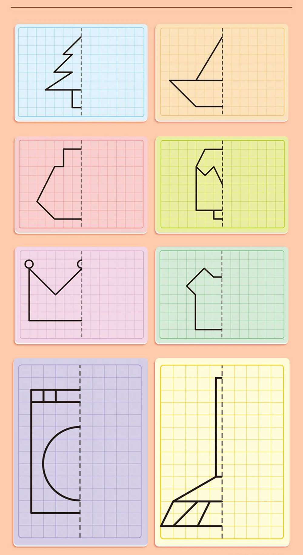 Feinmotorik Schreiben Puzzle Gitter Symmetrische Zeichnung Spielzeug für Kinder Wischen Stift Control Training Set Kinder Malerei Karten – Detail 9