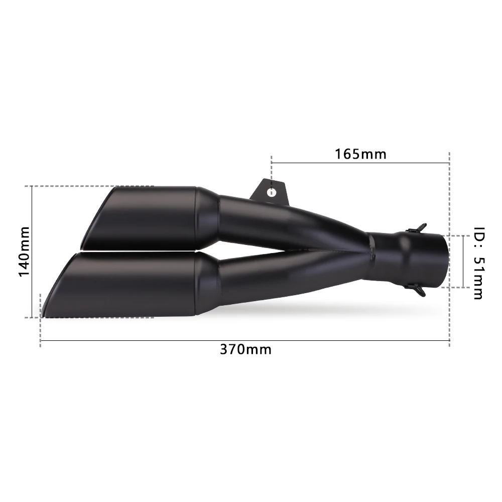 Universal 51MM Motorcycle Exhaust Muffler Modify Double Outlet Tail Silencer Tube for CBR650R G310GS MT07 ZX25R DL650 VERSYS 650