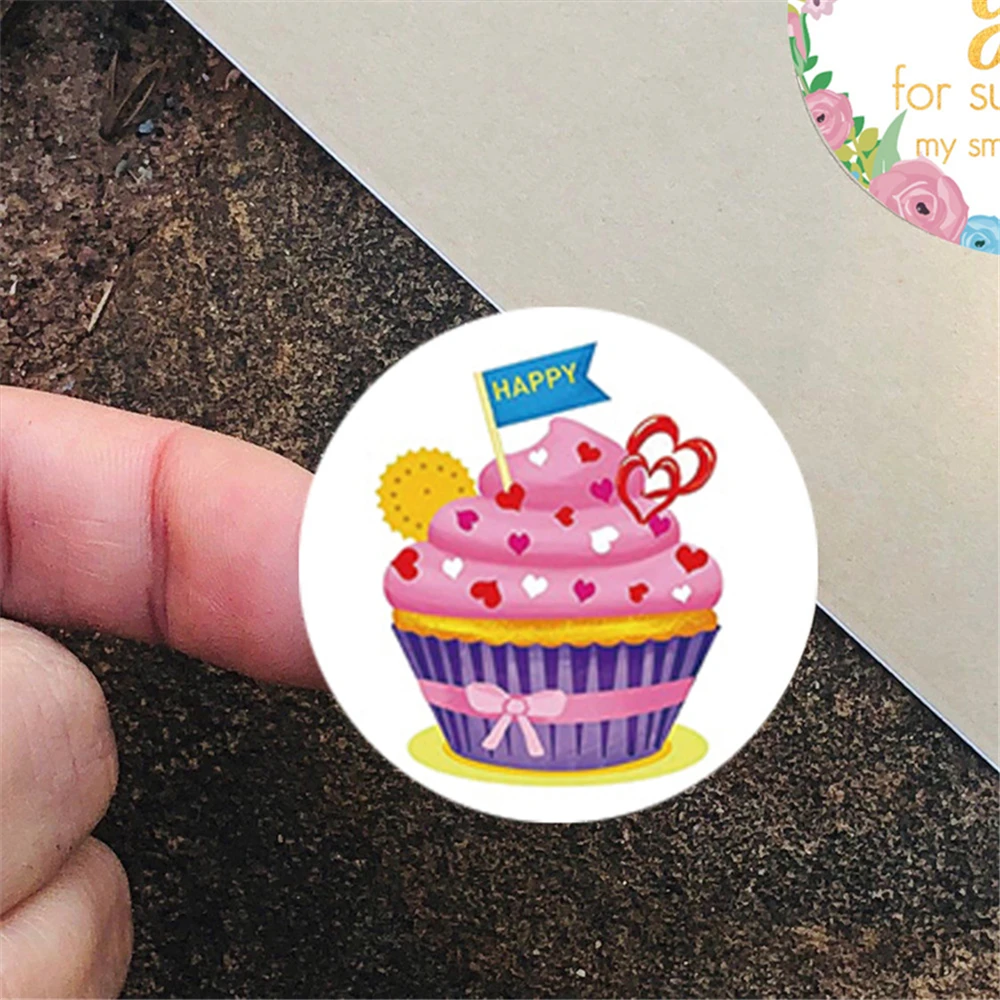 Pegatinas de feliz cumpleaños, etiqueta de sellado para embalaje de regalo, decoración de fiesta DIY, pegatinas de papelería hechas a mano autoadhesivas, 100-500 Uds.