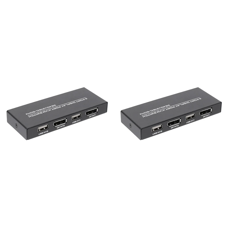 2X Displayport KVM Switch, 4K@60Hz DP USB Switcher For 2 Computer Share Keyboard Mouse Printer And Ultra HD Monitor