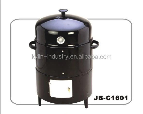 Portable 3-in-1 Steel Camping BBQ Smoker Grill Outdoor Barbecue Roaster with Charcoal BBQ and Smoker Features