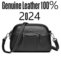 Genuine Leather Luxury Designer Women's Diagonal Straddle Bag Retro Trendy Female Handbag Wallet Girl's Shoulder Bags Sac A Main