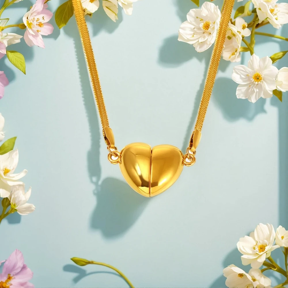 

Marka Stainless Steel Sweet Heart Super Strong Magnet Detachable Pendant Collarbone Necklace Women's Jewelry