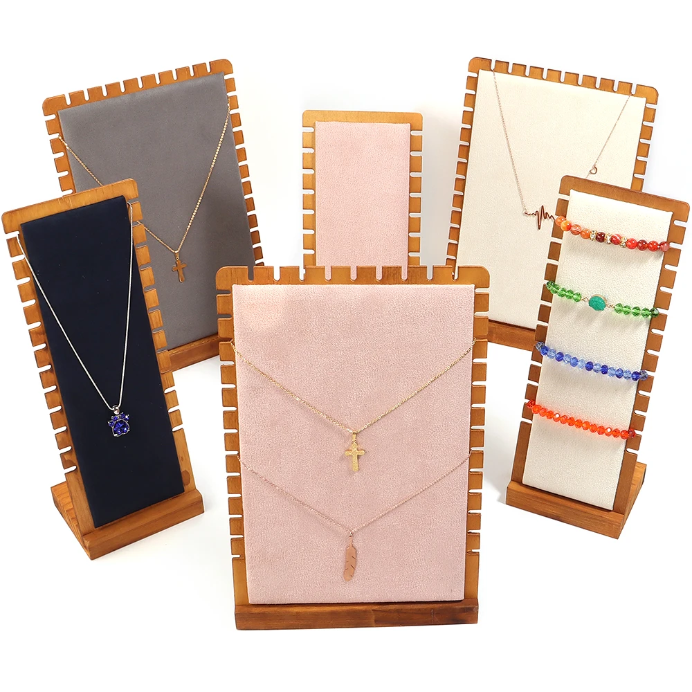 Pine Wooden Necklace Frame L-shaped Jewelry Display Frame Pendant Support Jewelry Display Props for jewelry storage