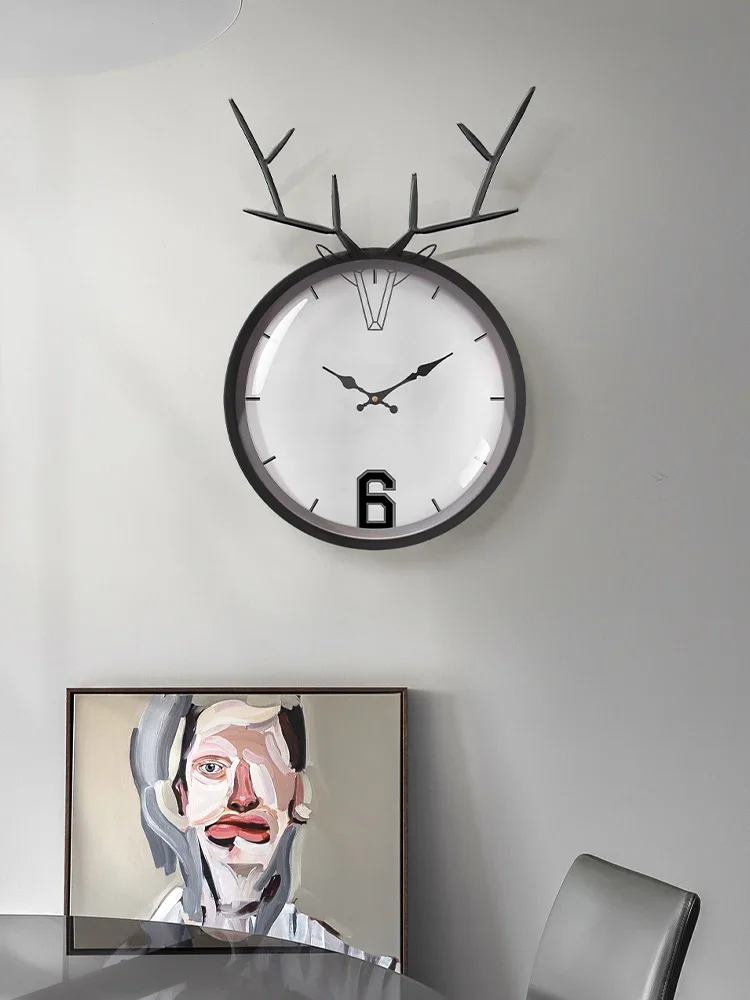 Nordic Minimalist Antlers Wall Clock Living Room Home Fashion Trending Clock Modern and Unique