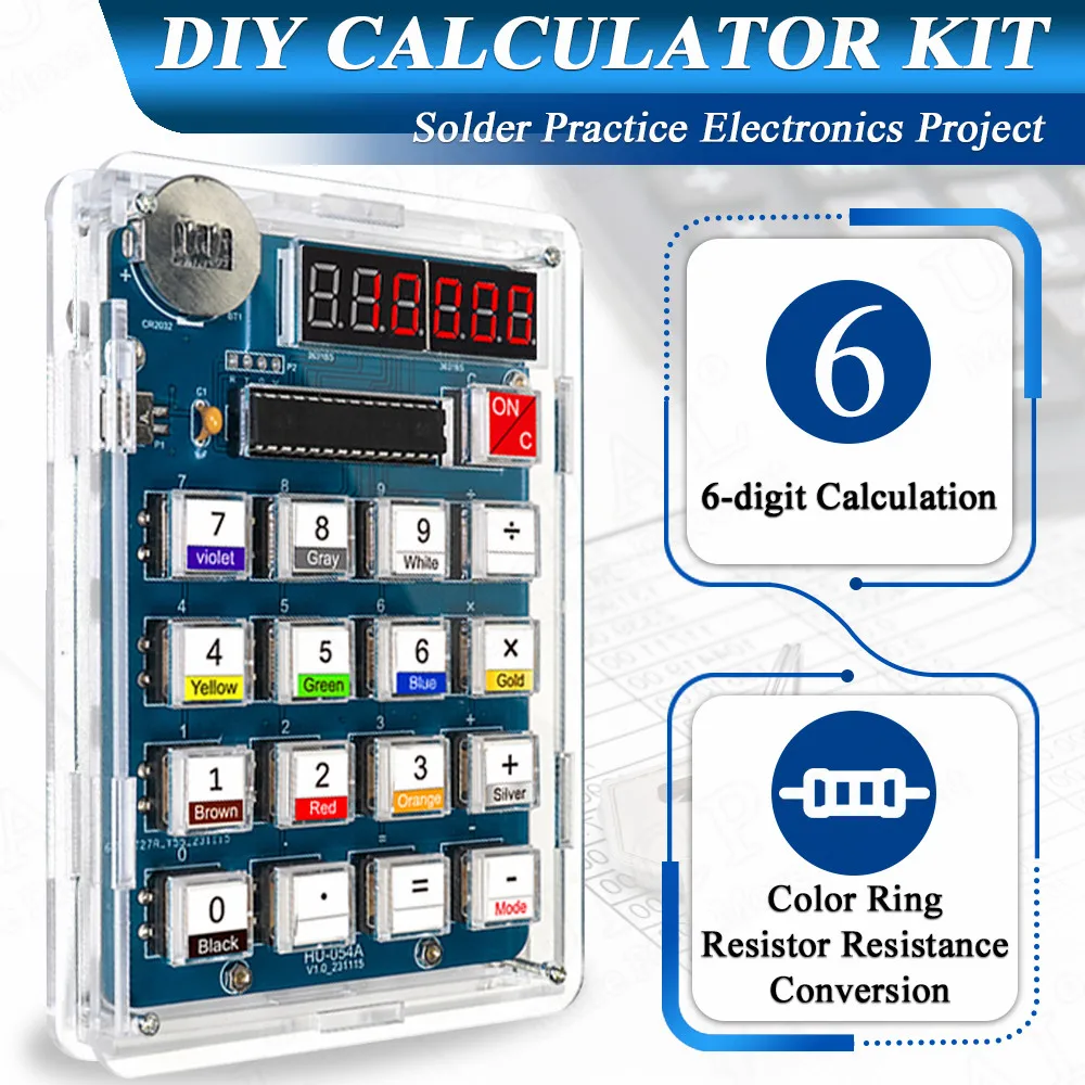 Imagem -04 - Diy Calculadora Eletrônica Fazendo Kit Mcu Solda Treinamento Experiência Prática Faça Você Mesmo Solda Projeto com Display Led