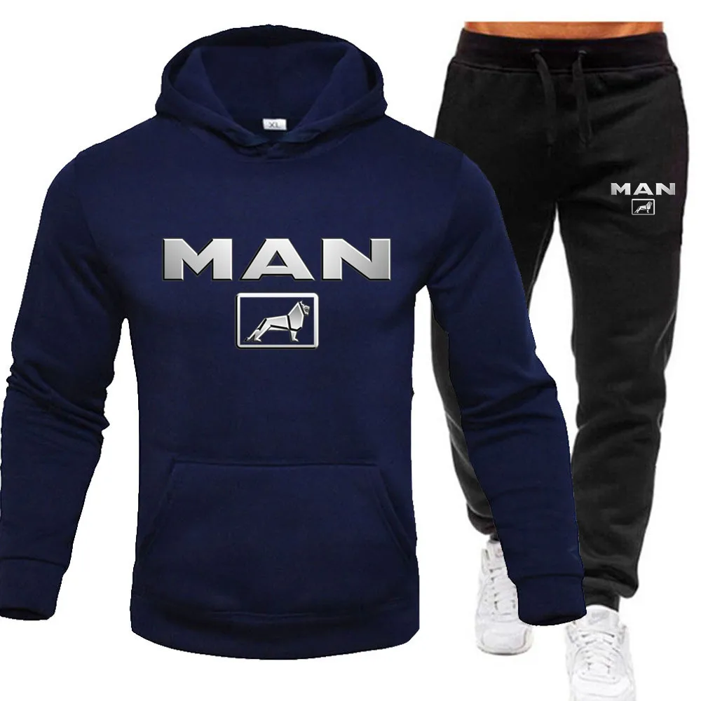 New Male Hoodie+Pants 2Pcs Jogging Sports Suit Casual Tracksuit Men Hooded Sweatshirt Outfit Spring Autumn Mens Sets Sportswear