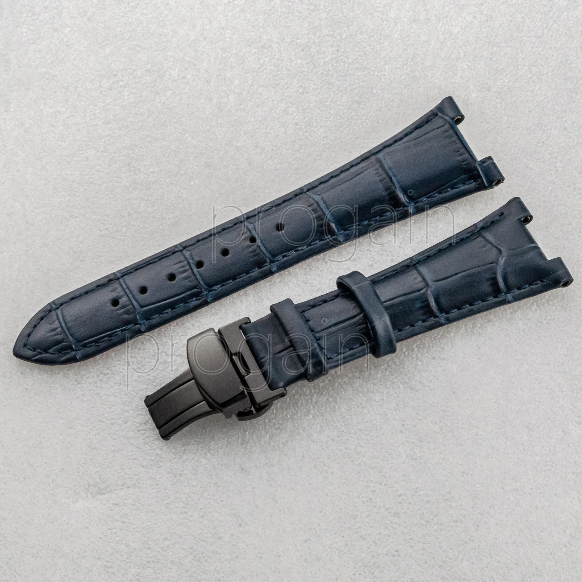 Classical 25mm Genuine Leather Watchbands With Butterfly Buckle Wristwatch Strap watch replacements mod Parts
