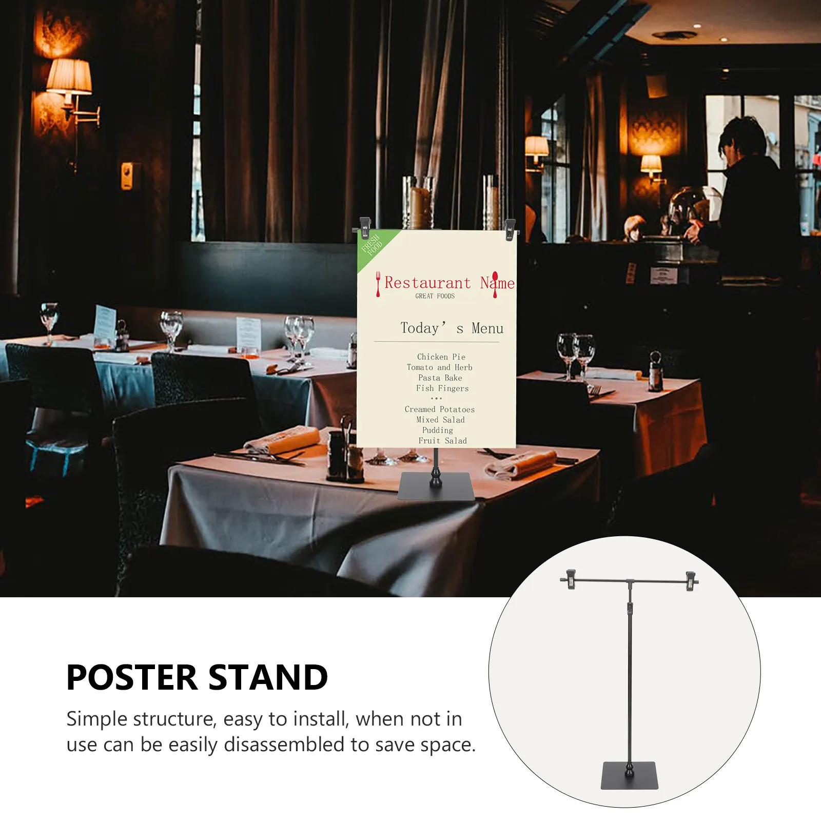 

T-Shaped Adjustable Poster Display Stand Advertising Rack Height Adjustable Practical Sign Showing Holder Multipurpose