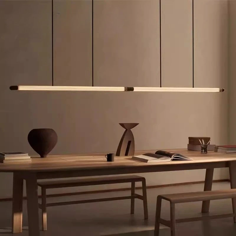 

Contemporary Italian Minimalist Linear Pendant Lighting Fixture For Dining Room Bar Counter Conference Room Home Ceiling Lamp