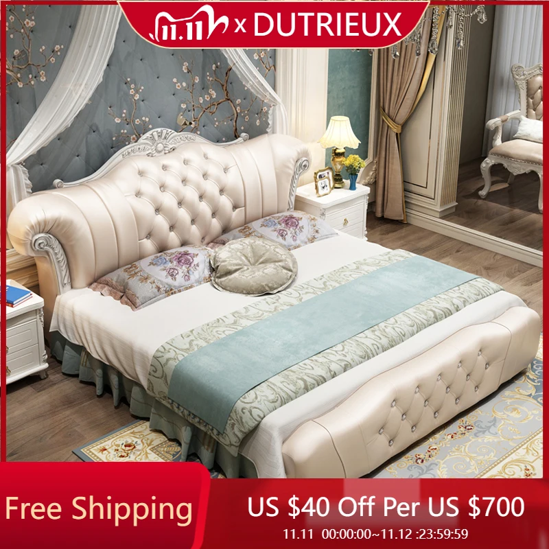 

European Luxury Bed Design Wooden Floor Ergonomic Double Modern Soft Cute Bed Comfortable Cheap Beliche Space Saving Furniture