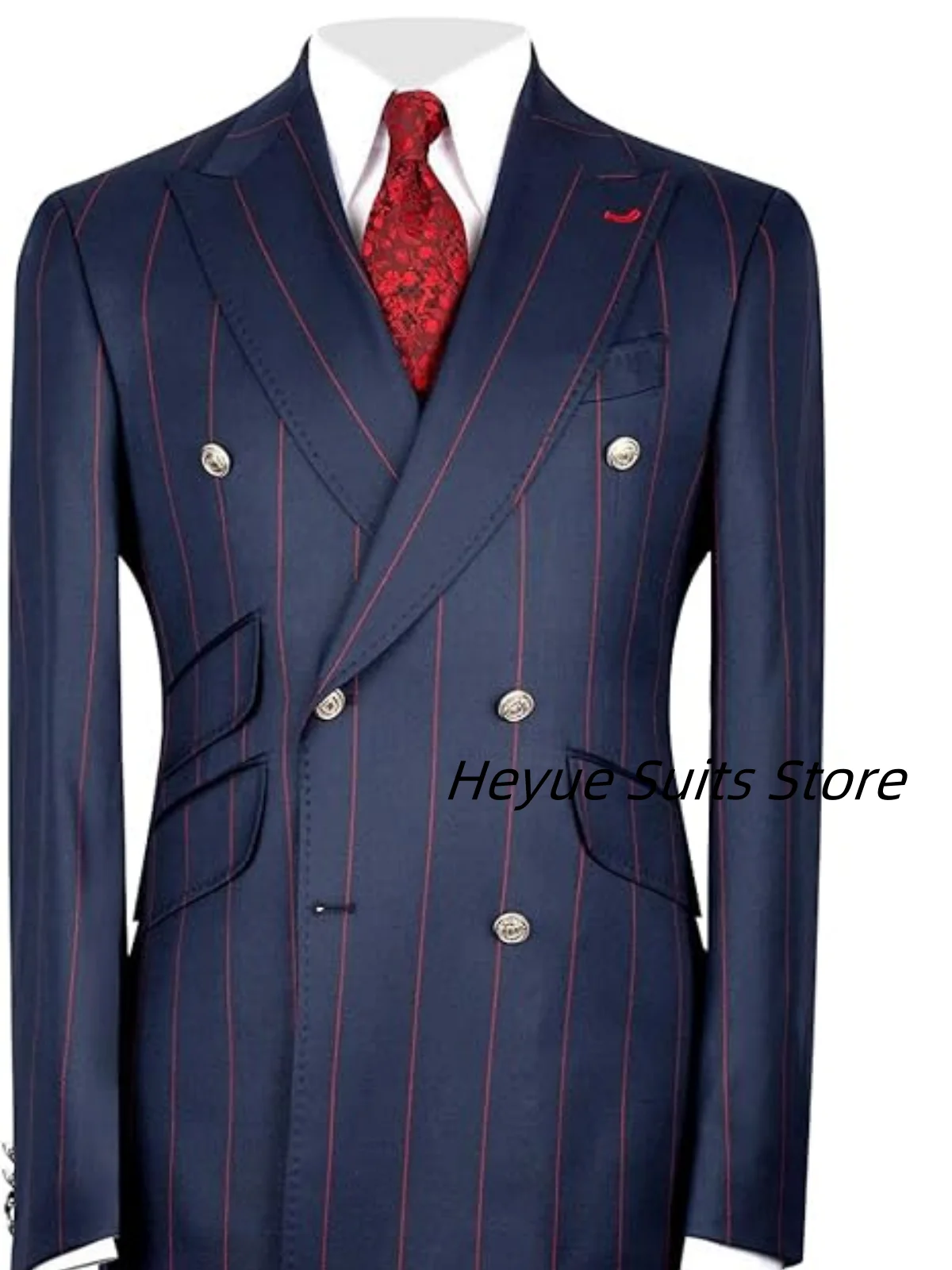 

Classic Stripes Slim Men Suit Prak Lapel Customized 2 Pieces Sets Groom Party Tuxedos Formal Male Blazes Business ropa hombre