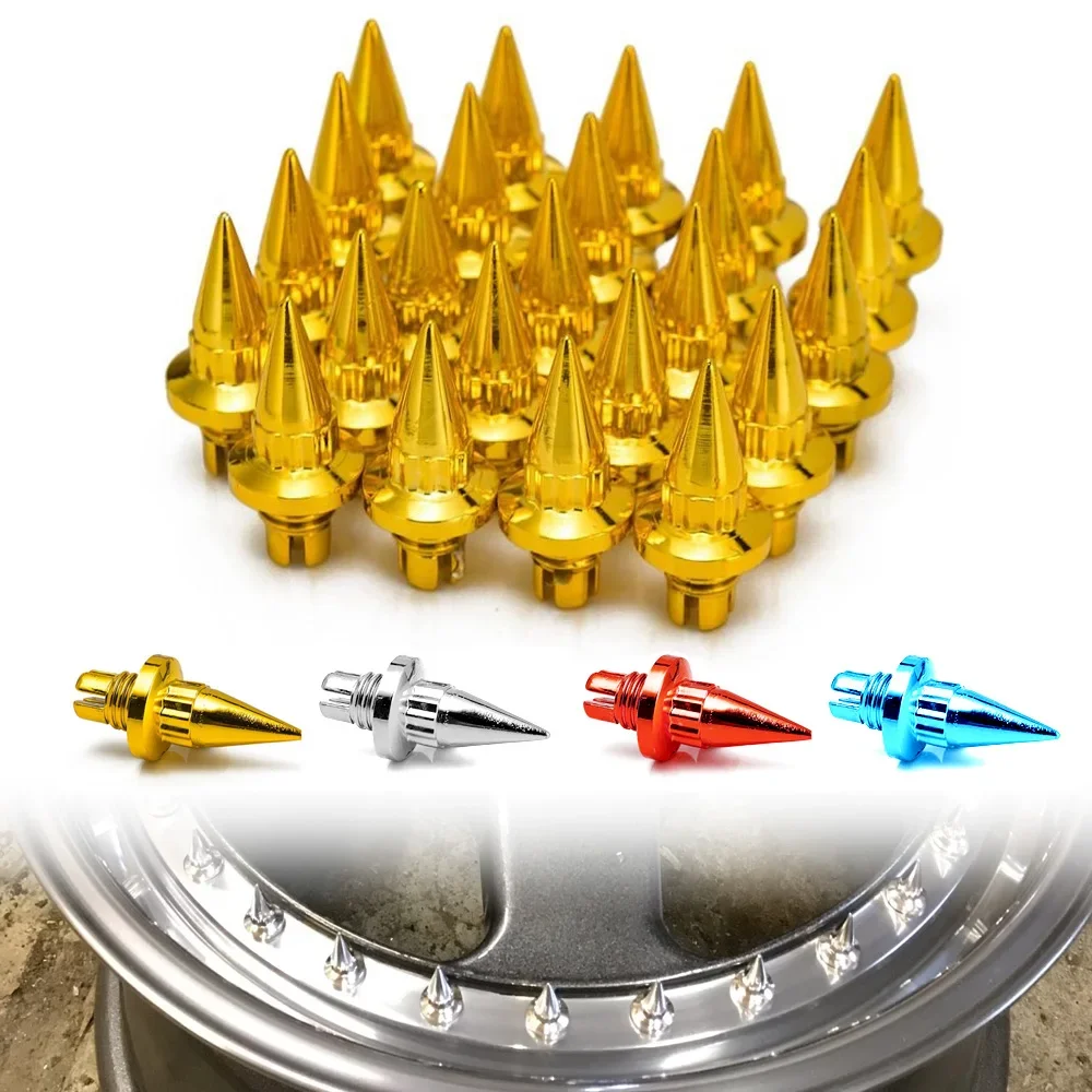 25Pcs/Lot Spike Wheel Rivets Nuts Plastic Rim Lip Screw Bolt Wheel Cap Tire Replacement Parts