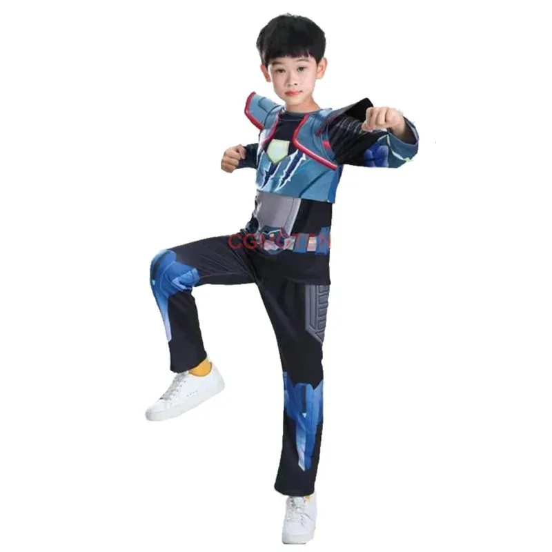 Kids Mini Force X Cosplay Costume VOLT SAMI LUSI MAX Role play Top and Pants Mask Suit Halloween Party Fancy Dress