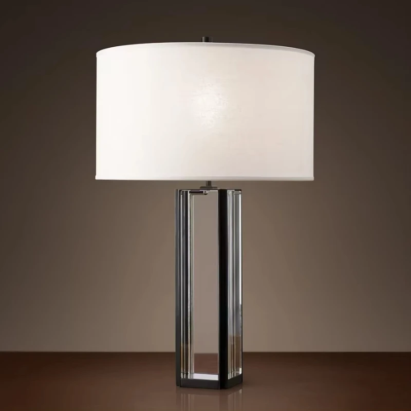 

Luxury Brass Pillar Table Lamp Exquisite Indoor Bedside Table Decorative Lighting Table Lamp Fabric E14 Home Furnishing Store