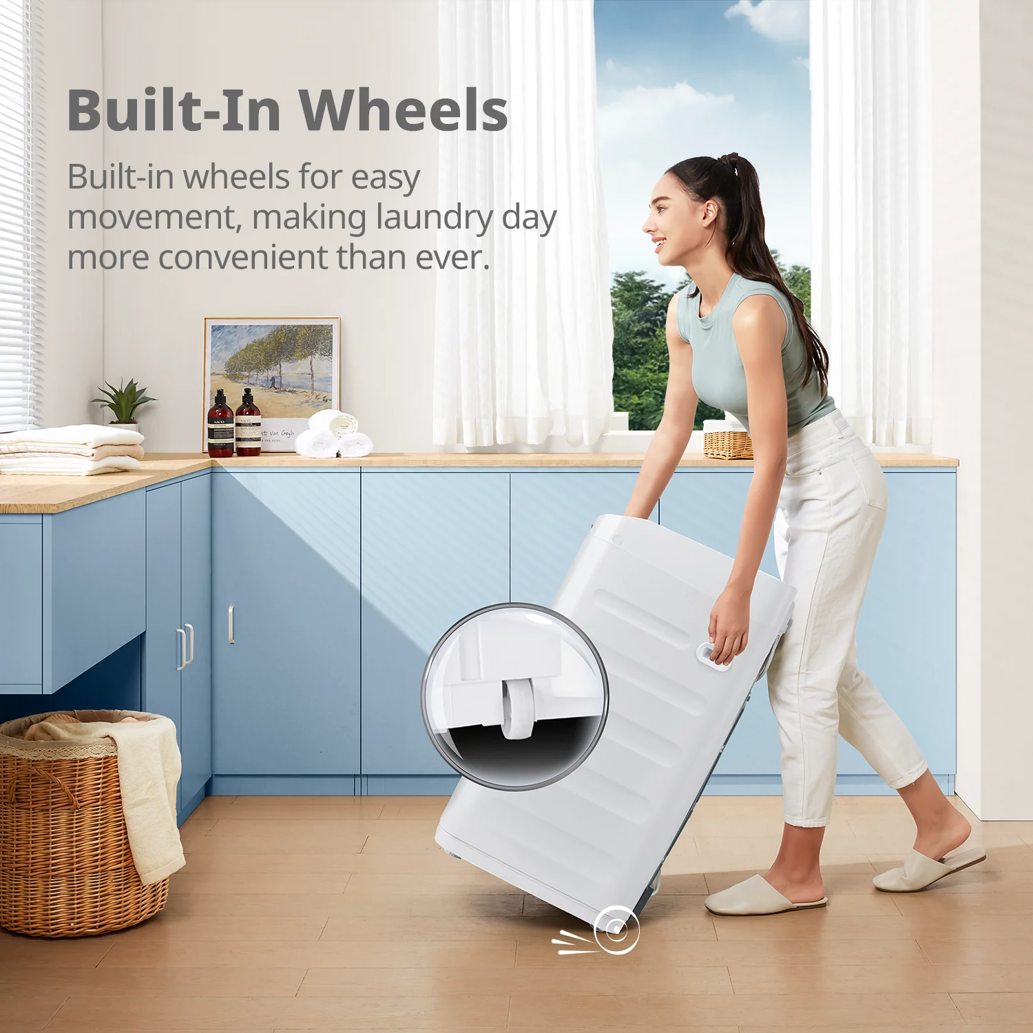 غسالة محمولة كومفي 0.9 قدم مكعب، 5 دورات غسيل، شاشة LED، غسالة أوتوماتيكية كاملة مع عجلات #4