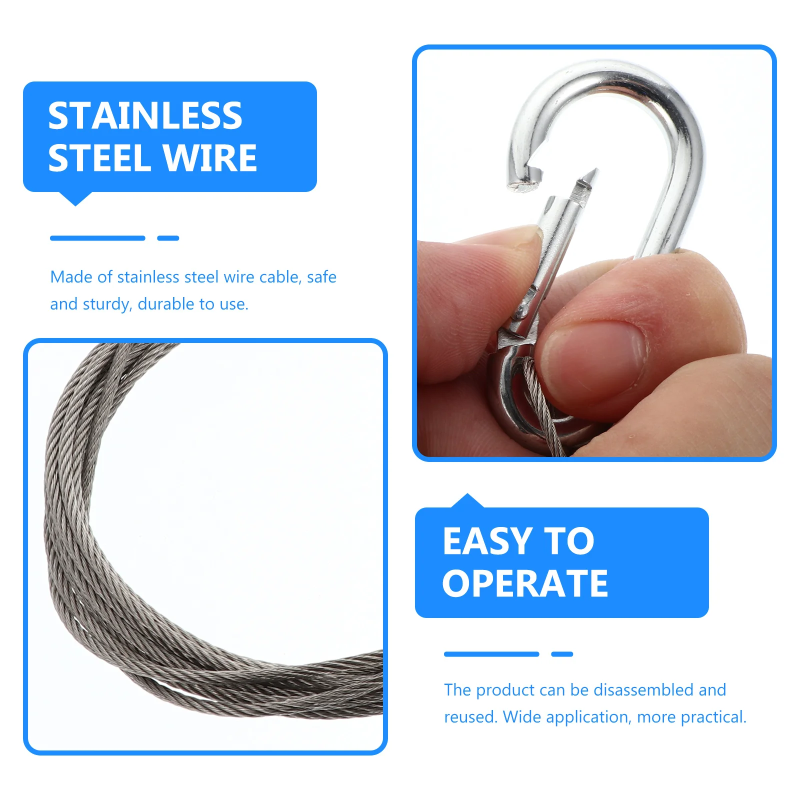 

1pc Stainless Steel Lamp Hanging Wire 30Kg Heavy Duty Rust Resistant For Lights Monitors Furniture Storage Racks Picture Hanging