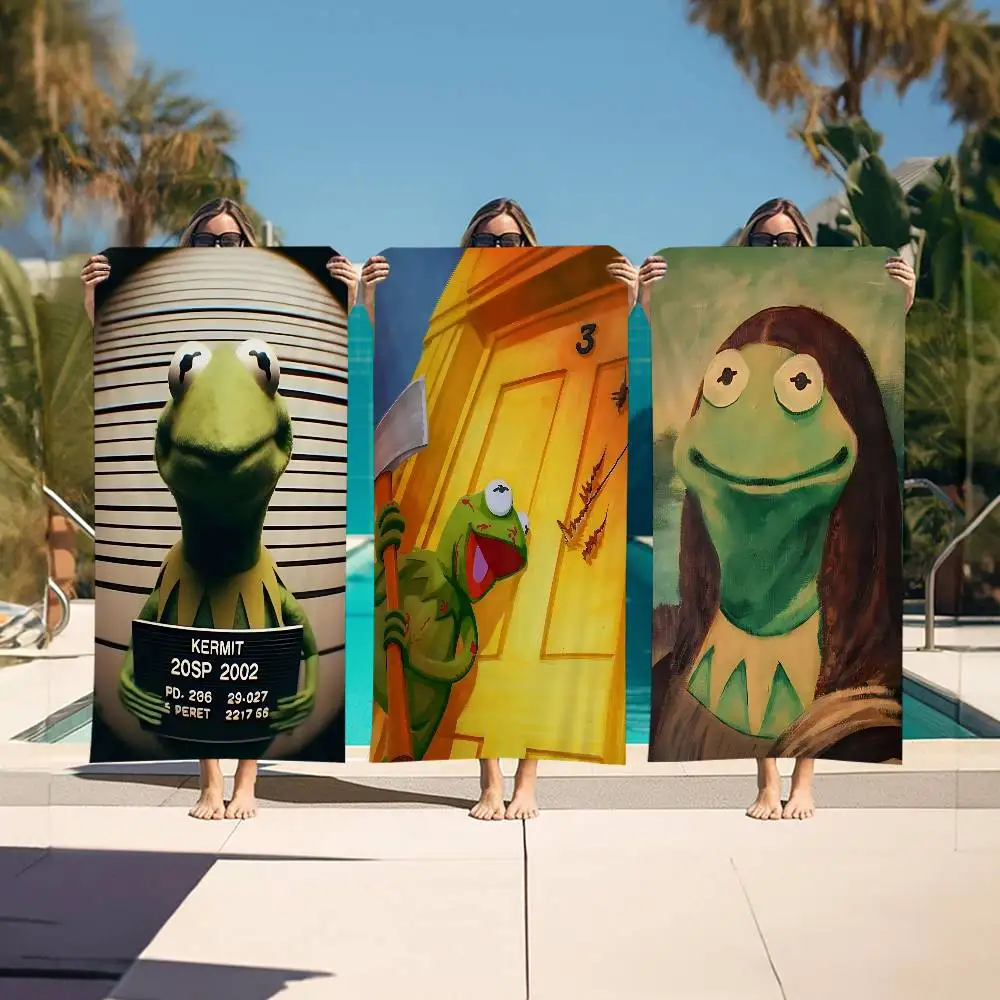 Classic Puppet K-Kermit T-The F-Frog Big Microfiber Beach Towels Quick Dry Towel Sand Beach Towels Pool Towel for Travel Swim