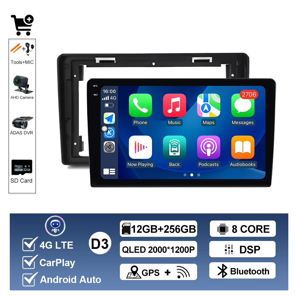 Voor Citroen C2 C3 2001 2002 2003-2010 Auto Multimedia Speler Android14 GPS Navigatie Auto Gereedschap DSP Stereo CarPlay QLED Scherm