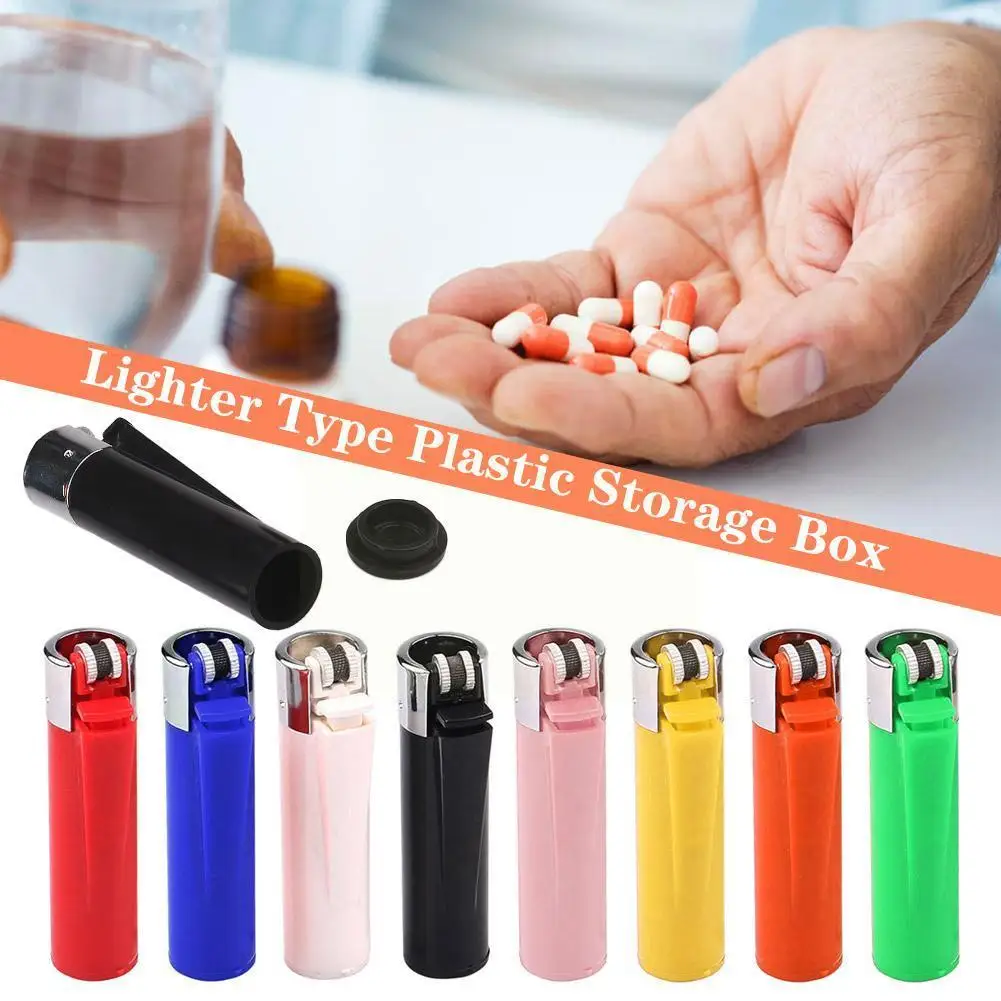 Lighter Shape Pill Box Safe Medicine Storage Case Sealed Dispenser Storage Waterproof Drug Hidden Moisture-proof Organizer