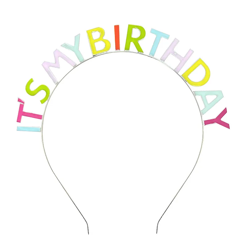 Birthday Party Hair Band IT\'S MY BIRTHDAY Oil Dropping Rainbow Birthday Hair Band Birthday Crown Headwear