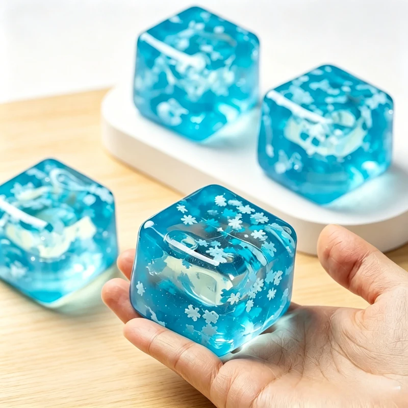 Quetschbare Schneeflocken-Eiswürfel Langsam Aufsteigendes Sensorisches Quetschspielzeug Weiche Eiswürfel Stressabbau-Fidget-Spielzeug Handübungs-Beruhigungswerkzeug