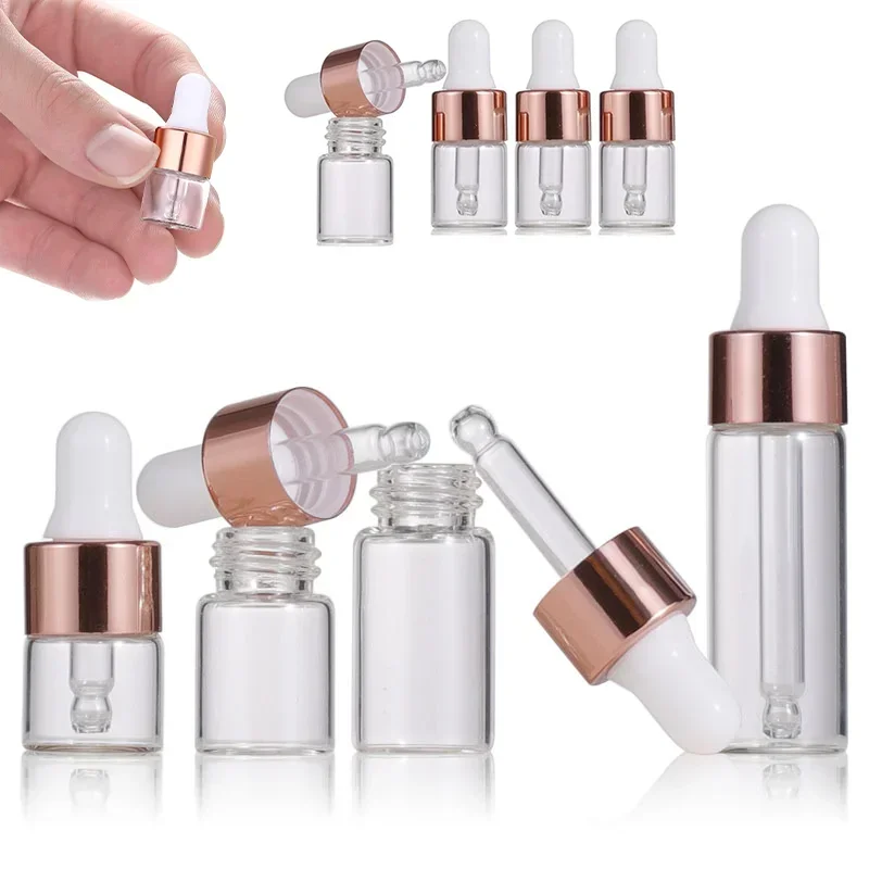 

30pcs 1/2/3/5ml Mini Glass Dropper Bottles Clear Essential Oil Sample Bottles Containers Cosmetic with Cap for Perfume Traveling