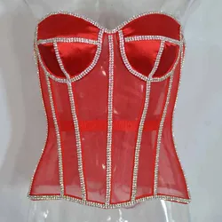 Sexy Women's Mesh Overbust Corset Tops 2023 Elegant See Through Diamond Bra Corsets and Bustiers Sliming Body Shaper Lingerie