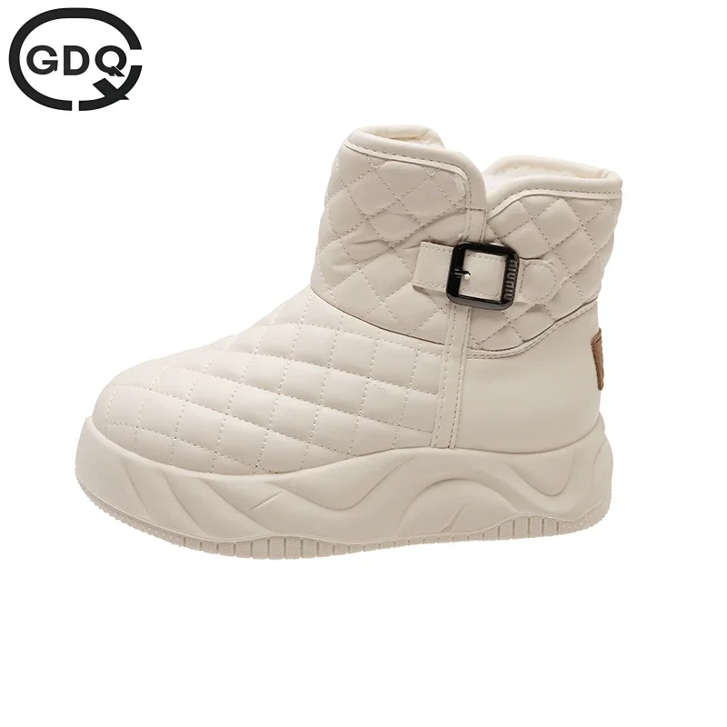 

GDQQ Retro Waterproof Snow Boots 2024 Winter New Soft Sole Vulcanized Cotton Shoes with Plush Insulation High Top Women's Shoes