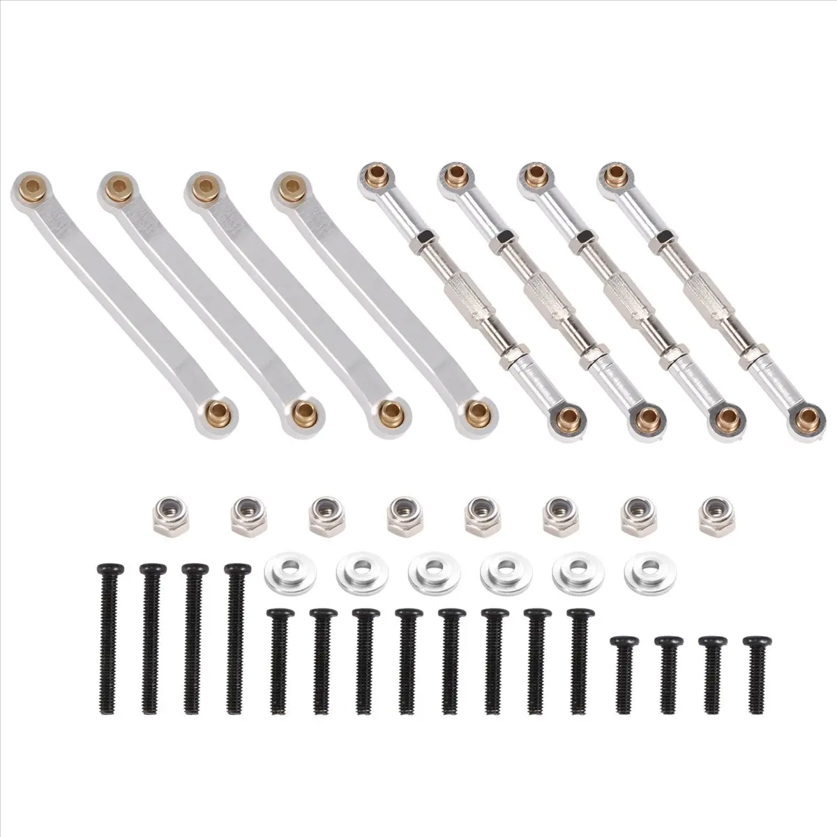 【STOCK】Metal Chassis Pull Rods Link Suspension Tie Rod for MN D90 D91 D96 D99 D99S MN90 MN99S 1/12 RC Car Upgrade Parts,Silver