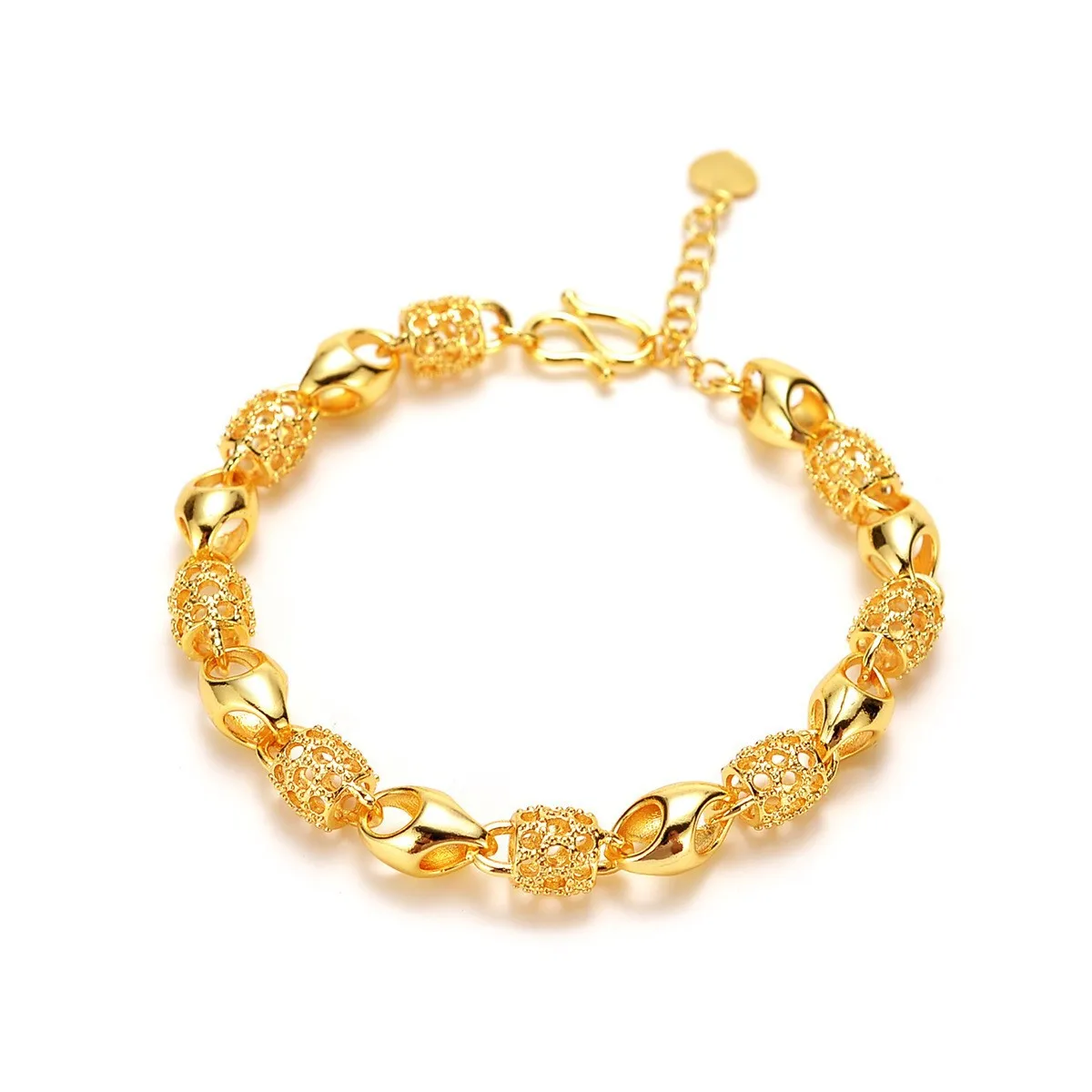 Boutique AU999 gold jewelry bracelet for women trendy fashion hollow exquisite Buddha beads 24k real gold wrist chain for women