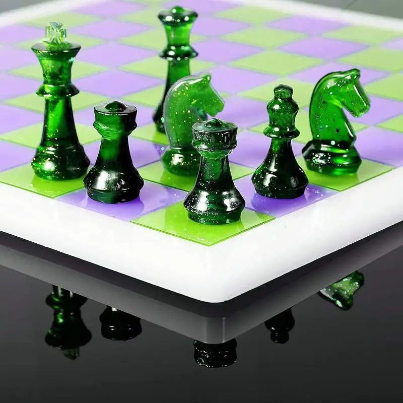 Resin Chess Set Mold With Chess Board Silicone Resin Molds 3D Silicone Chess Resin Mold For DIY Crafts Making Birthday Gift view 3