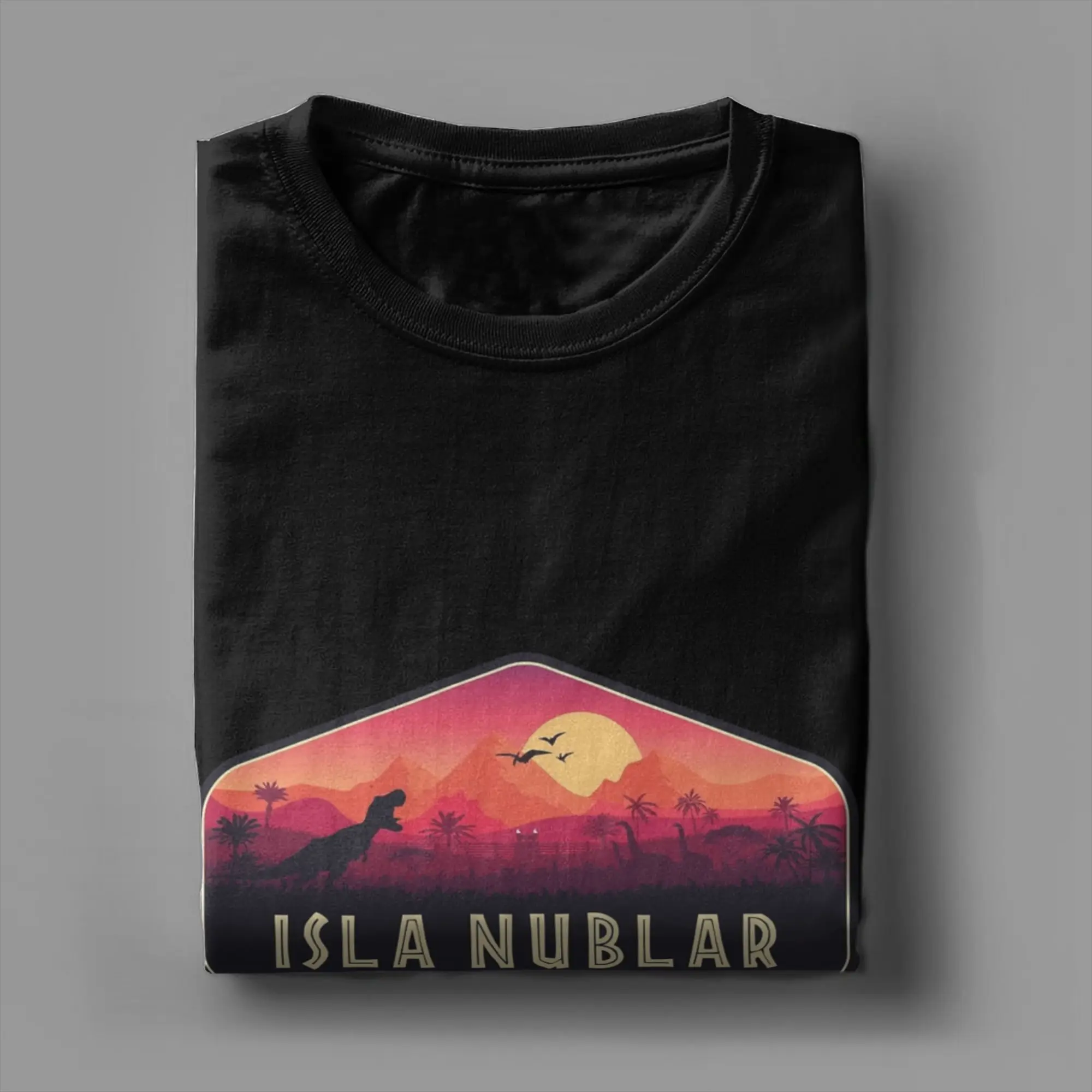 الرجال العالم الجوراسي Isla Nublar الحديقة الوطنية شارة تي شيرت ملابس قطنية نقية الجدة كم الياقة المستديرة تيز تي شيرت