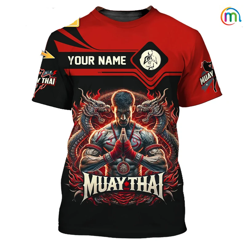 

Cool New Muay Thai Graphic T-shirt For Men 3d Print Tiger Dragon Graphic Personality Custom Name T Shirt Summer Gym Fitness Tee