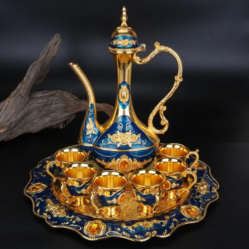 

Изысканный винтажный бокал для вина, набор стекол для домашнего вина из сплава, европейский винный сервиз, украшение для домашней гостиной, 1 комплект