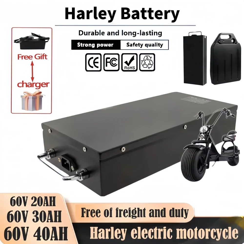 Original 60V 18650 Battery of Harley Lithium battery 20Ah 30Ah 40Ah ，2000W High power Waterproof Electric vehicle battery pack