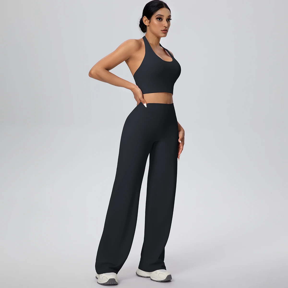 2-teiliges Damen Yoga-Set: Rückenfreier Neckholder-BH und Hose – Sommerliches, atmungsaktives Sport- und Lauf-Workout-Top – Top-Seller – Detail 13