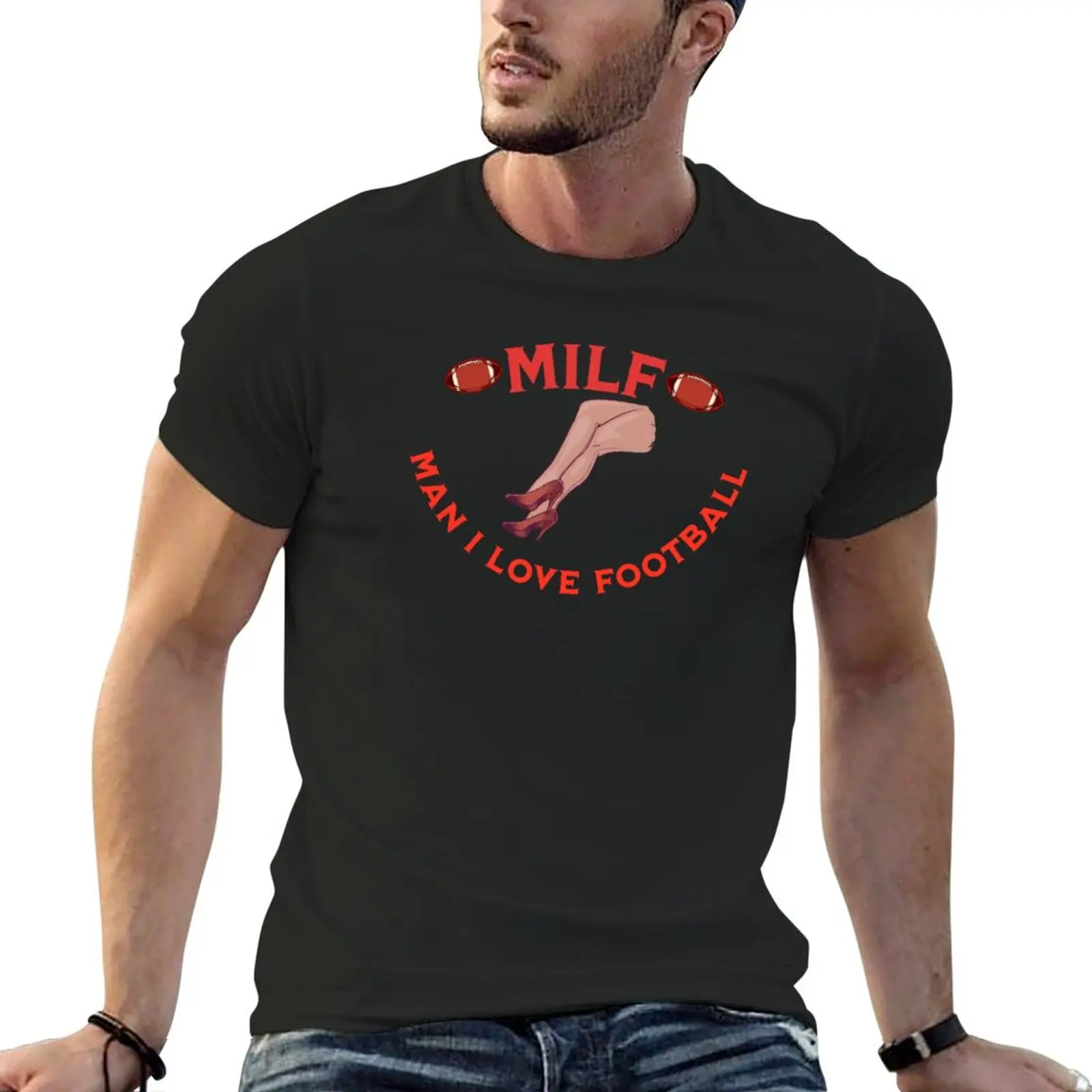 

M.I.L.F Man I Love Football T-Shirt Blouse Short sleeve t shirts for men