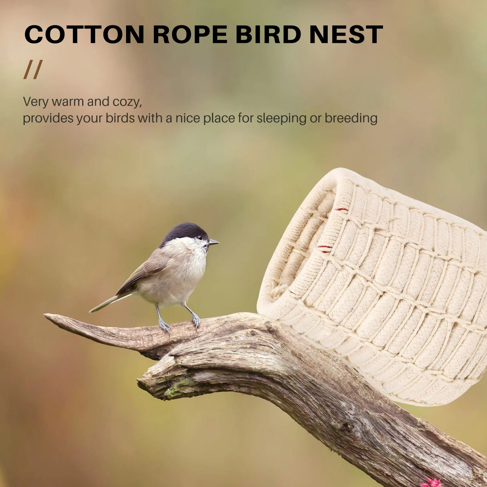 Rope Weave Bird Breeding Nest Bed House Toy for Parakeet Parrot Cage Perch Hatching Nesting Box