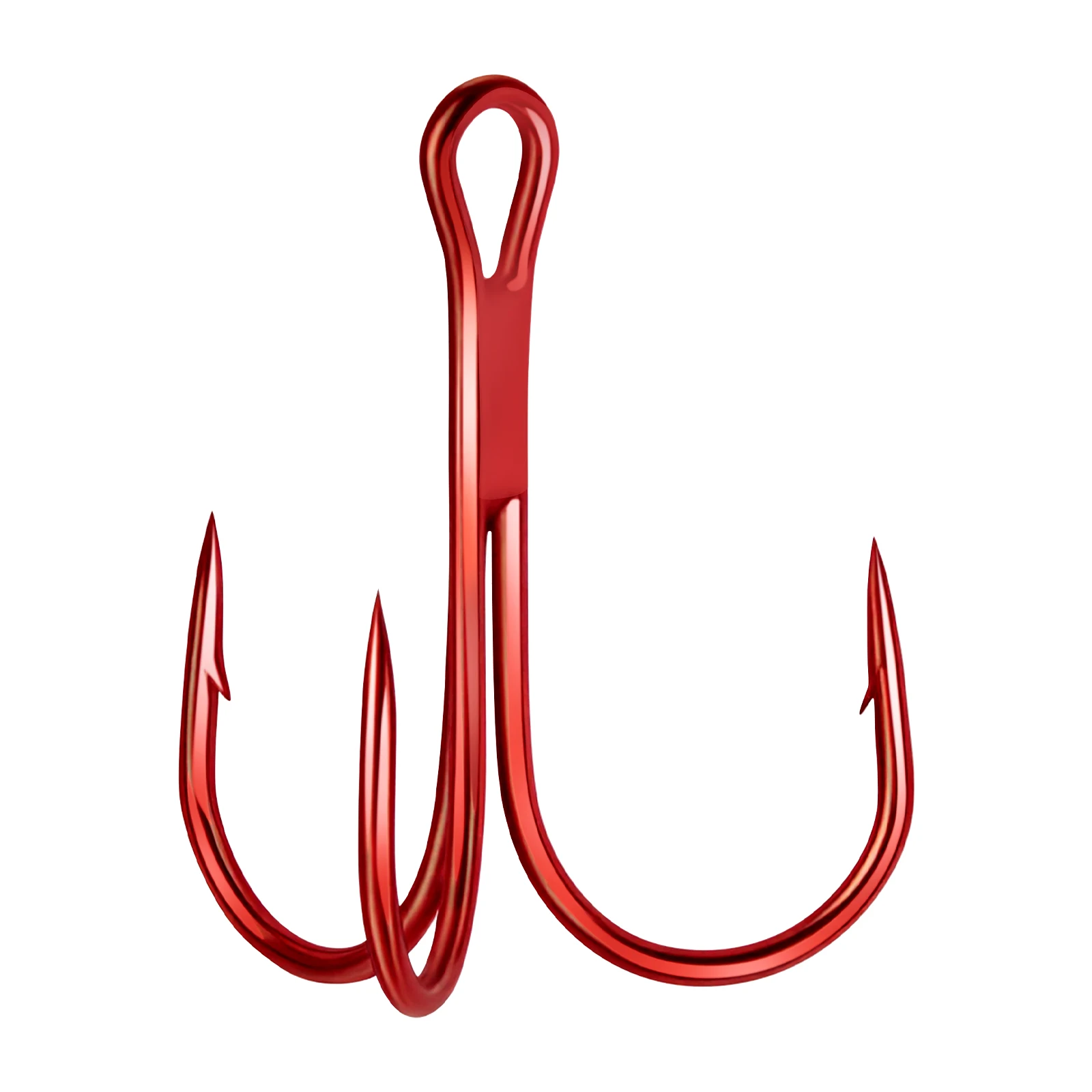 

#12-#3/0 Red Anchor Hook Treble Fishing Hooks Round Bend Triple Grip High Carbon Steel Barbed Hook for Catfish Bass Trout