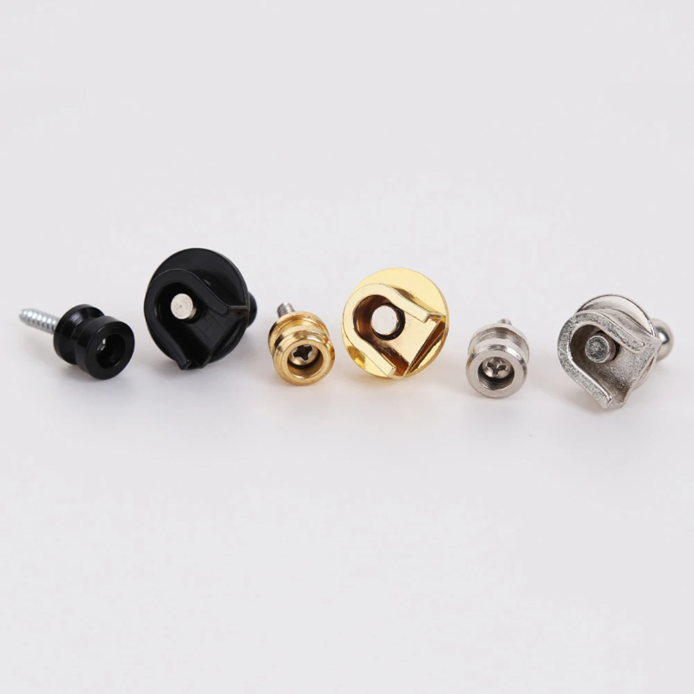 

6 Pcs Guitar Strap Buckle Clasps Locks for Bass with Security Accessories Black