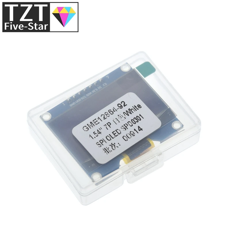 وحدة شاشة أوليد بيضاء وزرقاء TZT مقاس 1.54 بوصة 4PIN 7PIN SSD1309 محرك IC متوافق مع واجهة SSD1306 SPI 128*64