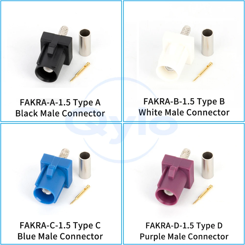 FAKRA Male Connector Automotive Connector FAKRA SMB-J-1.5 Male Pink, Black, Blue, Yellow, Cyan, White RG316 Connector (1 pcs)
