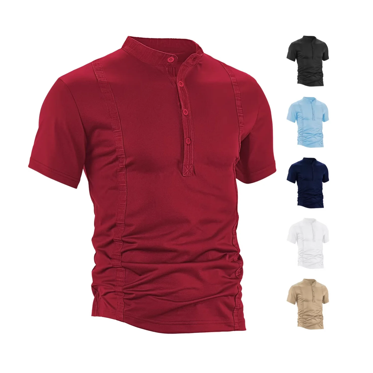 2026 Summer Men's Shirt New Casual Pearl Cotton Small Twill Short Sleeve Polo Shirt T Shirt Homme Футболка Мужская