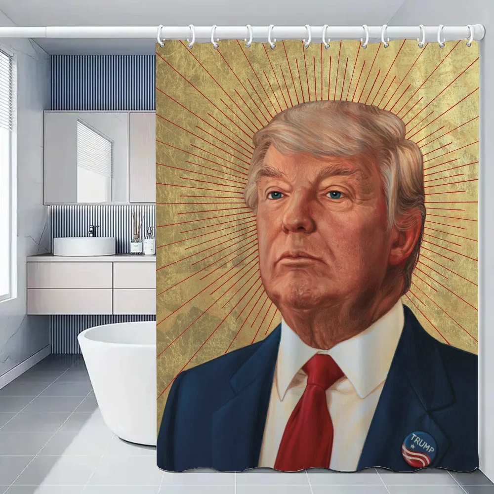 Washable Waterproof Fabric Shower Curtain for Bathroom Trump Cartoon Curtains Accessories Bath Sets Full Set the Anti-mold Items