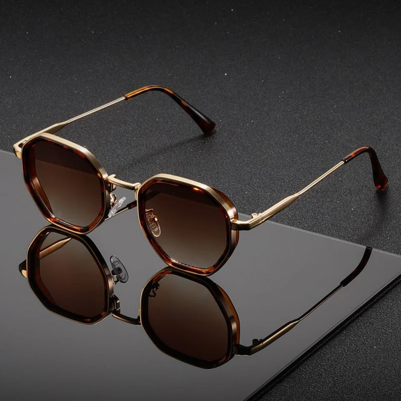 1 Pair Unisex Round Metal Fashionable Sunglasses Vintage Irregular punk Man Sun Glasses  Classic UV400 Male Female Eyeglasses image 2